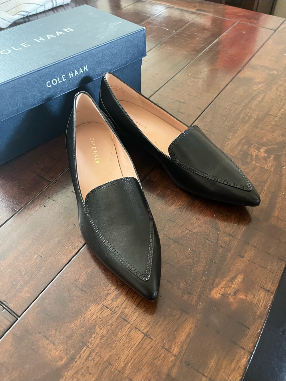 Cole Haan Black Leather Loafers Vialetta 7 B
